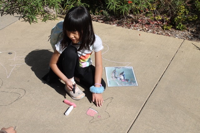 Girl doing chalk art