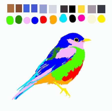 Created color "palette" and "map" for Western Bluebird illustration 