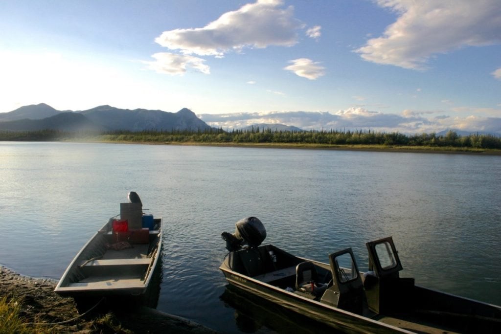 Boats docked at Arctic Village, on the edge of the Arctic National Wildlife Refuge / Photo by Susan Culling