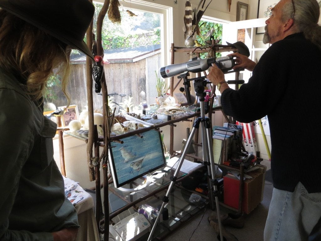 Video camera and monitor in Keith Hansen's studio / Photo by Ilana DeBare